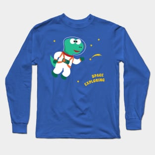 Funny dinosaur in space. Dinosaur in outer space. Long Sleeve T-Shirt